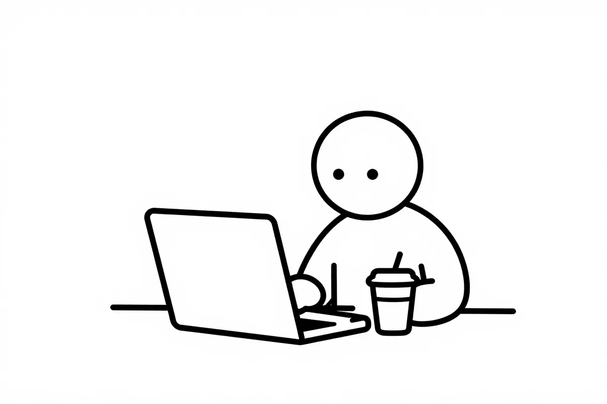 Lisa coding on her laptop during an evening coding class with coffee