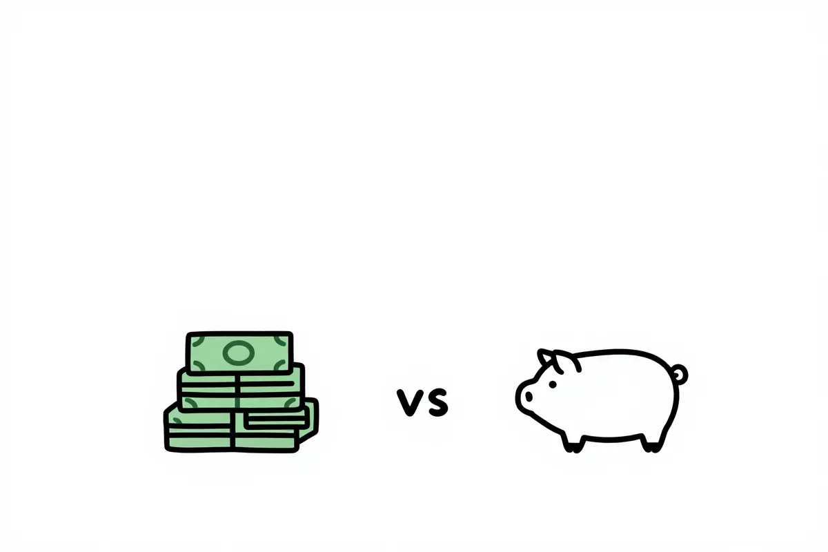 comparison chart showing bootcamp cost vs online program cost with stacks of money vs a piggy bank