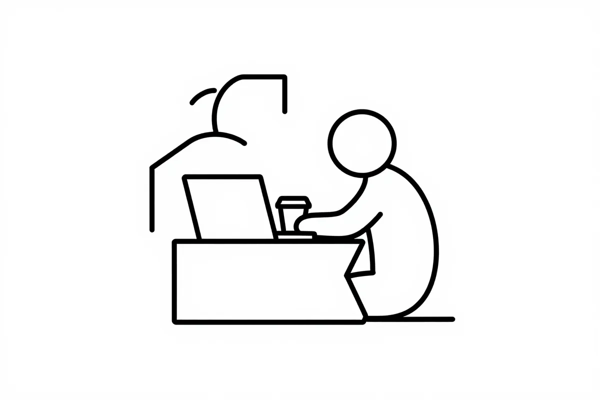 Person studying coding on a laptop with budget-friendly notes and a coffee cup